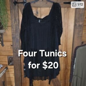 Angel Black Ruched Tunic With Three Other Tunics